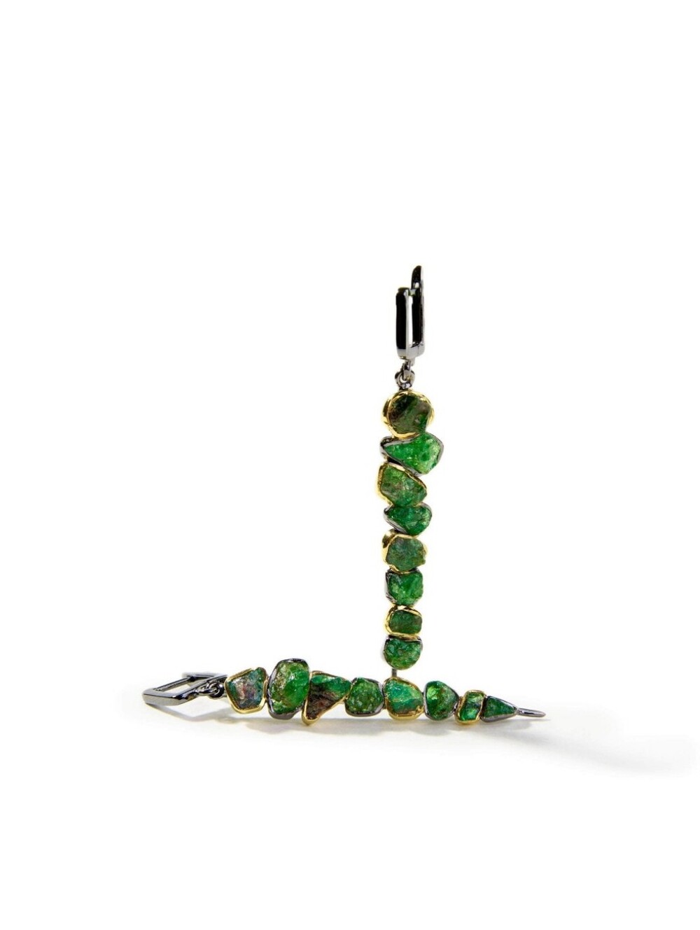 Tsavorite Garnet 18K 925 Black Rhodium Earrings -German Kabirski- Luxury Jewelry - Picture 2 of 12
